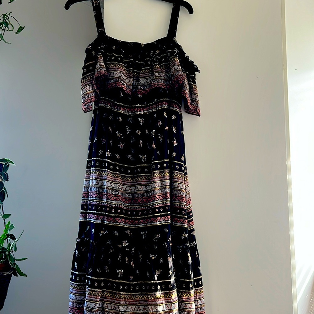 BCBGMaxAzria Claudia off the shoulder Maxi Dress